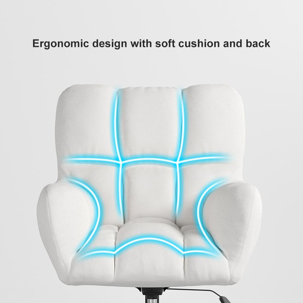 Modern Office Chair Upholstered Cotton & Linen Swivel Task Chair Height Adjustable