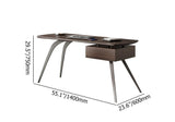 55" Modern Walnut Office Desk Rectangular Writing Desk with 1 Drawer
