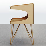 Nordic Gold Metal Nightstand with 2 Shelves and Handle Bedside Table