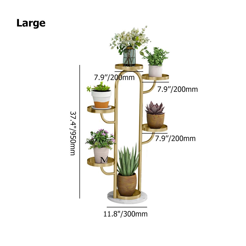 25"/37" Modern Tree-Shaped 4/6-Tiered Plant Stand in Gold Set of 2