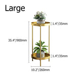 Round Metal Plant Stand 2-Tiered Gold Plant Pot Stand for Indoor&Outdoor in Small
