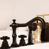 Chester Classic Triple Cross Handles Deck Mounted Roman Tub Faucet with Hand Shower