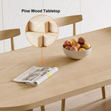 55" Farmhouse Dining Table 6 Seater Pine Wood Table Pedestal Base