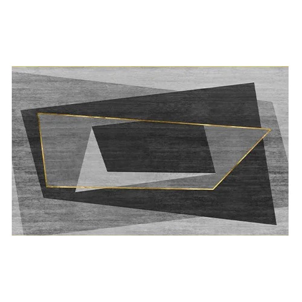 Modern Abstract Gray and Gold Rug Rectangle 5'x 7' Area Rug