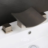 Grop Brushed Gold Waterfall Widespread Bathroom Sink Faucet Double Handle