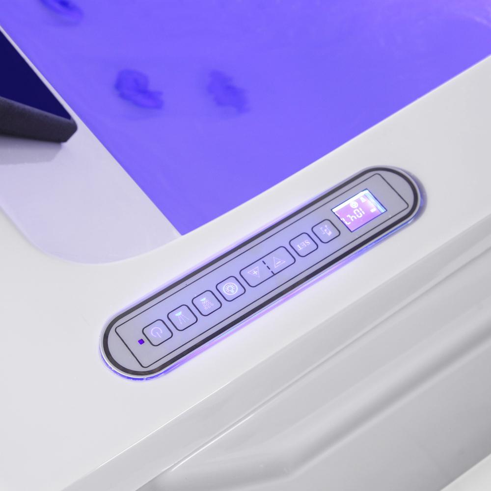 73" LED Acrylic Whirlpool Water Massage Double Waterfall 3 Sided Apron Bathtub