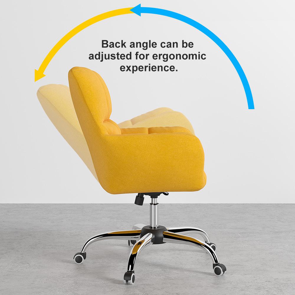 Modern Office Chair Upholstered Cotton & Linen Swivel Task Chair Height Adjustable
