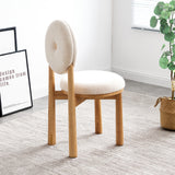 Modern White Boucle Dining Chair Side Chair Natural Wood Legs