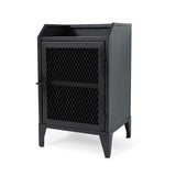 Industrial Nightstand with Door 2-Tier Bedside Table Metal Frame Nightstand Rustic Black