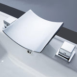Grop Contemporary Double Handle Waterfall Widespread Bathroom Sink Faucet in Polished Chrome