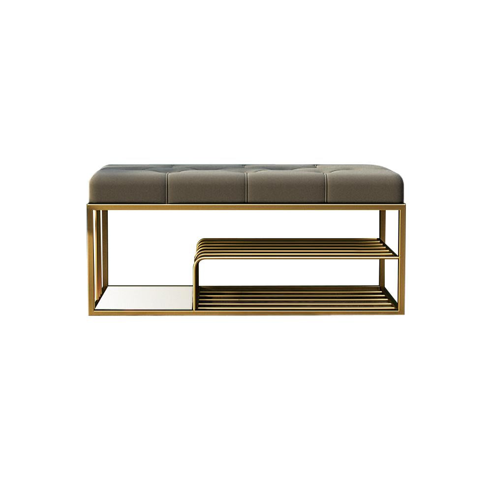 Velvet Upholstered Entryway Bench with Storage Bed Bench in Green