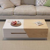Pinkle 82'' Modern Wood Extendable Sliding Top Coffee Table with Storage in White Walnut