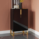 Aro Black Shoe Storage 18 Pairs Shoes Cabinet in Gold