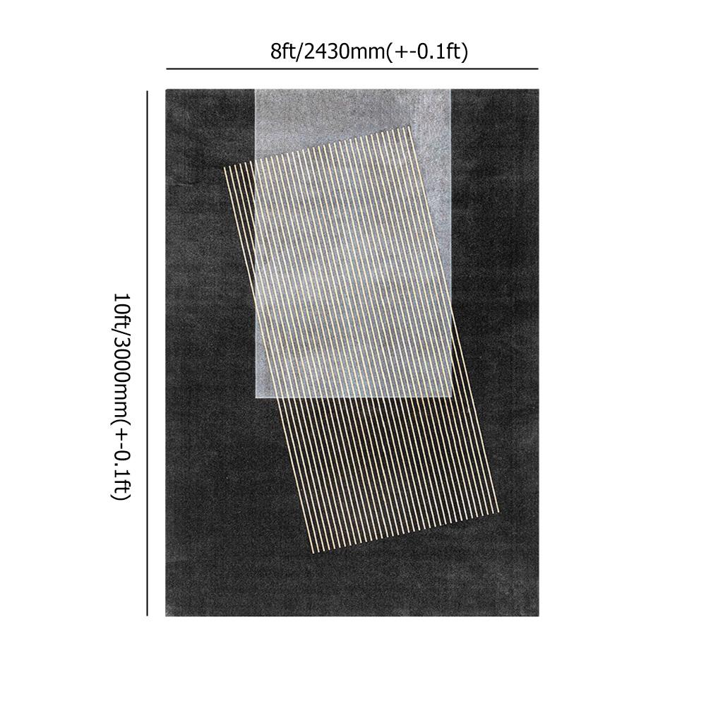 5' x 8' Designer Modern Style Rectangular Black Geometric and Physics Area Rug