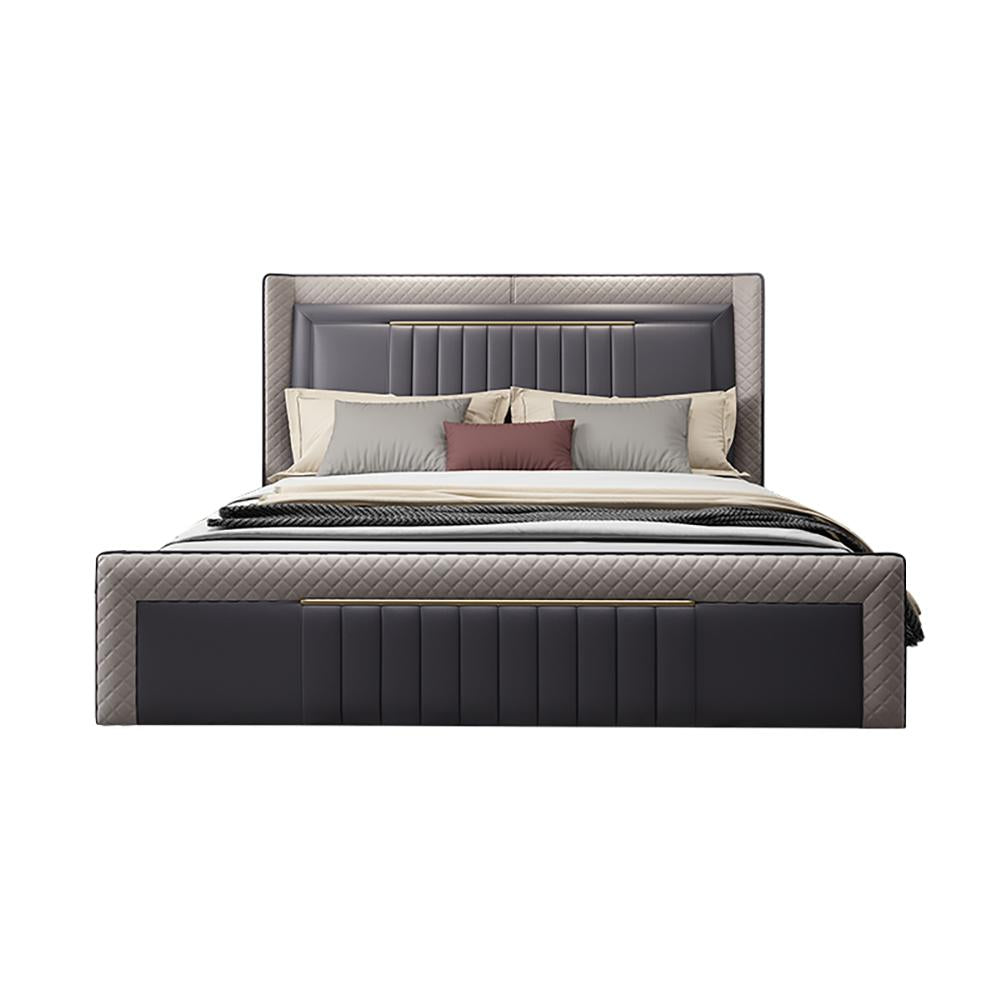 Modern Upholstered Cal King Bed Platform Bed Frame  with Wingback Headboard