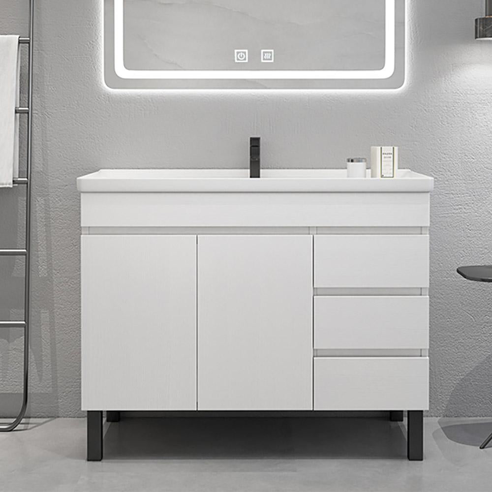 36" Modern Black Bathroom Vanity Ceramics Single Sink Freestanding with 3 Drawers