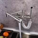 Modern Retractable Wall-mounted Pot Filler Matte Black Kitchen Faucet with Spray