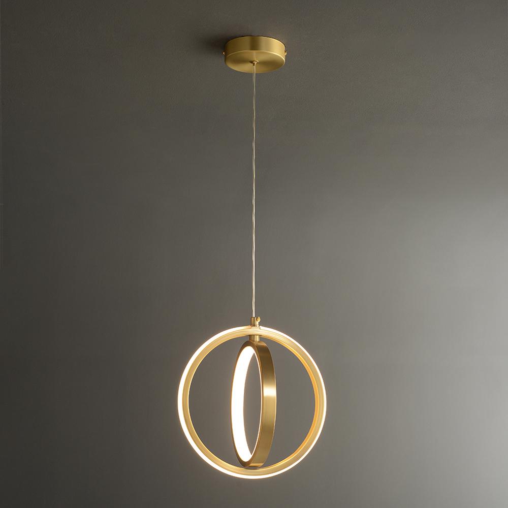 Gold Geométric Light Light 2-Ring LED HORNING LIGHT en laiton