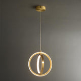 Gold Geométric Light Light 2-Ring LED HORNING LIGHT en laiton