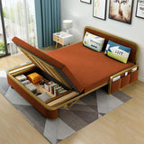 Modern Convertible Sofa Bed with Storage Velvet Upholstery in Beige & Gold