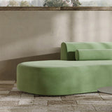 109" Modern Green Curved Velvet Sectional Sofa 4-Seater Couch Upholstered with Pillows