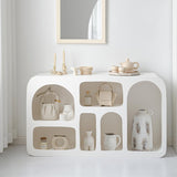 47.2" Art Deco Storage Console Table White Arched Shelves Entryway Cabinet