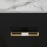 51.2" Rectangular Marble Top Coffee Table with 4 Storage Drawers Stainless Steel Legs