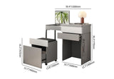 Gray Makeup Vanity with Mirror Foldable Dressing Table with Stool & Hidden Drawer