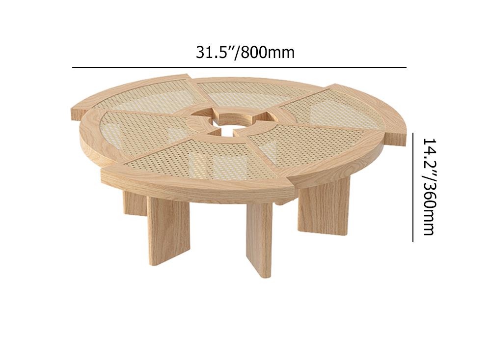 31.5" Farmhouse Wooden Coffee Table with Rattan Top Accent Table