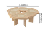 31.5" Farmhouse Wooden Coffee Table with Rattan Top Accent Table