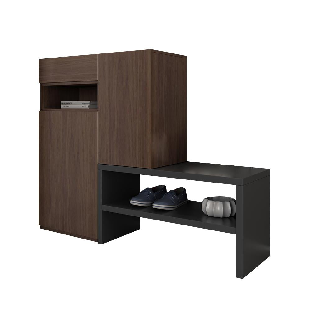 Gray Corner Shoe Storage Cabinet with 7 Shelves & 1 Drawer Entryway Shoe Storage