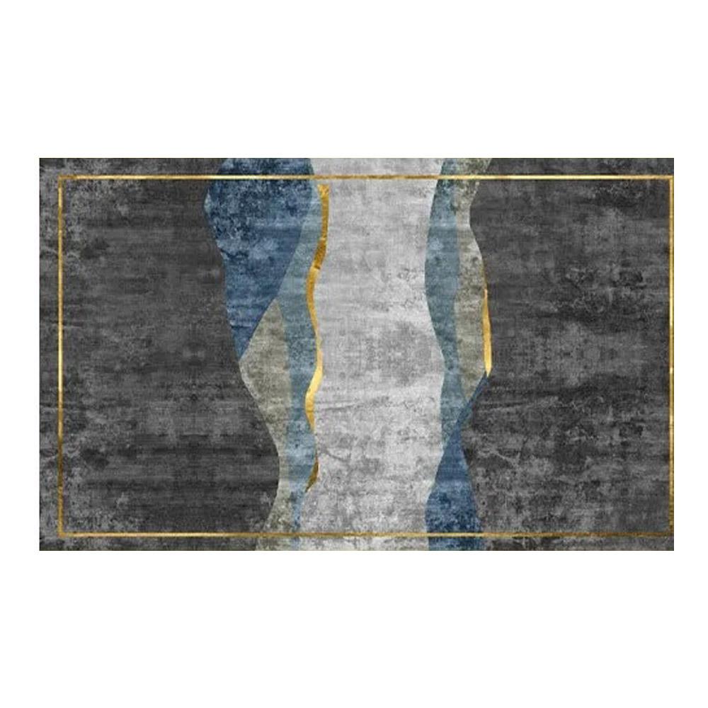 Modern Abstract Gray and Gold Rug Rectangle 5'x 7' Area Rug