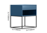 Blue Bedroom Nightstand with Drawer Bedside Table Metal Base
