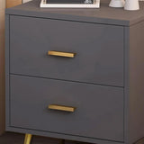Modern Wood Nightstand with Gold Legs 2-Drawer Bedside Table in White