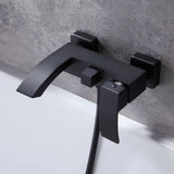 Ridge Wall Mount Waterfall Bathtub Faucet Matte Black with Hand Shower Solid Brass