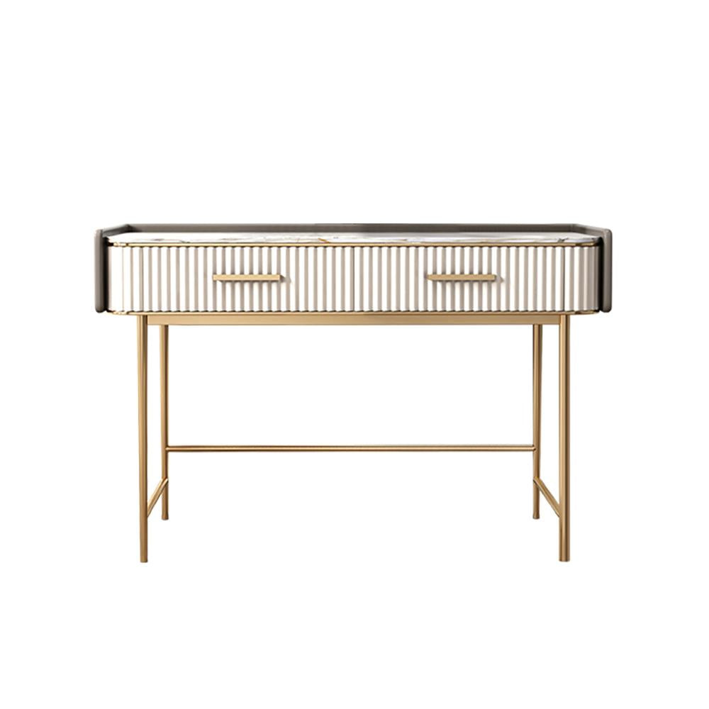 48" Modern Off White Makeup Vanity Stone Top 2-Drawer Dressing Table