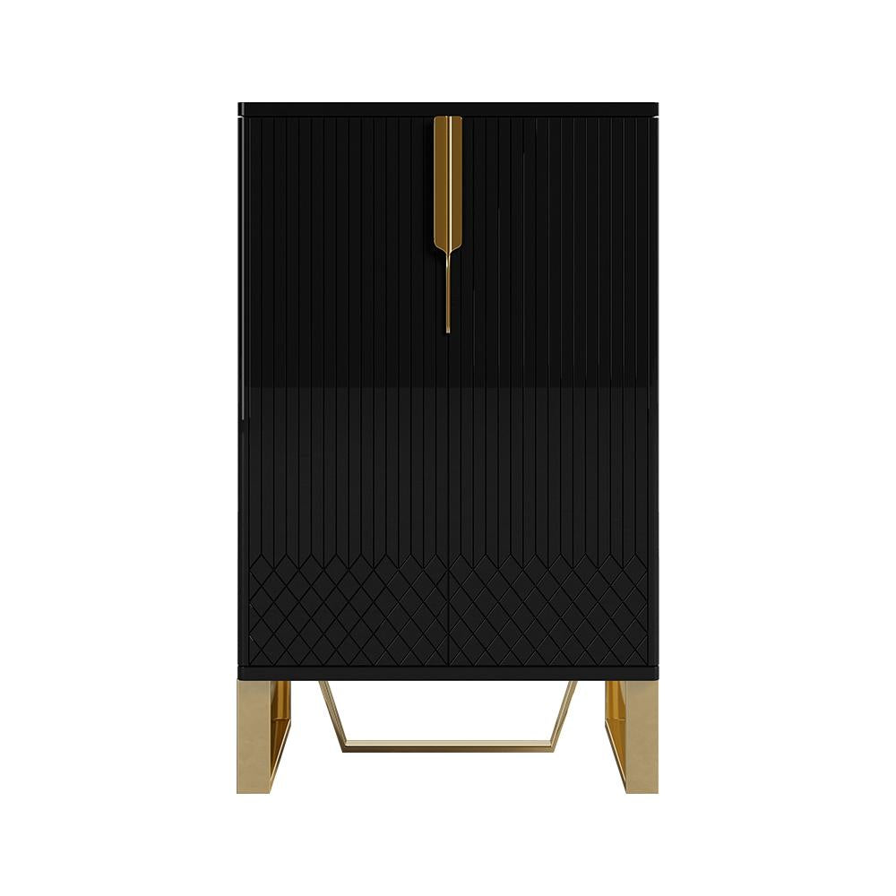 Aro Black Shoe Storage 18 Pairs Shoes Cabinet in Gold