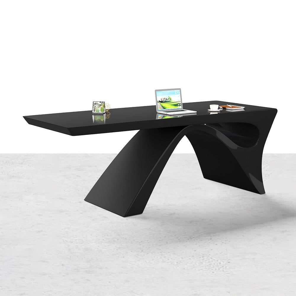 71" Modern White Computer Desk Rectangular Executive Desk with Abstract Base