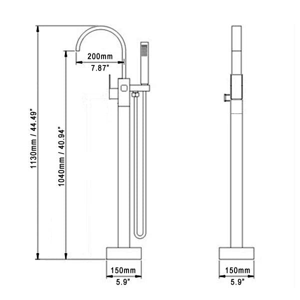 Freestanding Matte Black Bathtub Filler Faucet and Handheld Shower with High-Arc Spout