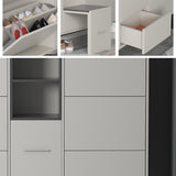 55.1" Nordic Light Gray Shoe Cabinet Rectangle with Turnover Doors in Large