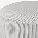 Round Gray Velvet Vanity Stool Pouf Ottoman in Solid Wood Frame