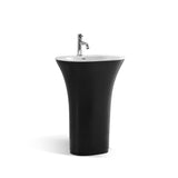 Modern Stone Resin Vase Shaped Pedestal Bathroom Wash Sink in White & Black