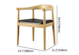 Modern Curved Back Dining Chair Upholstered Leather Walnut Wooden Armchair