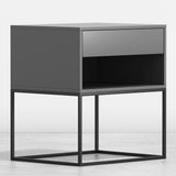 Blue Bedroom Nightstand with Drawer Bedside Table Metal Base