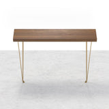 39" Modern Walnut Narrow Rectangular Console Table with Wooden Top Metal Legs