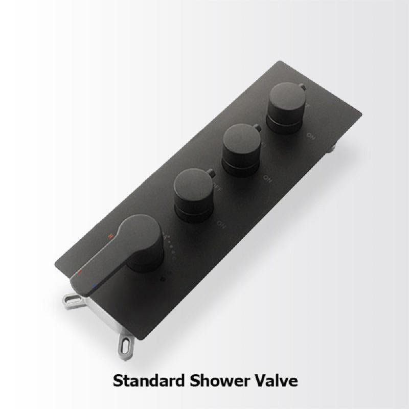 Matte Black Modern Wall Mounted Waterfall Shower System Solid Brass with Handheld Shower