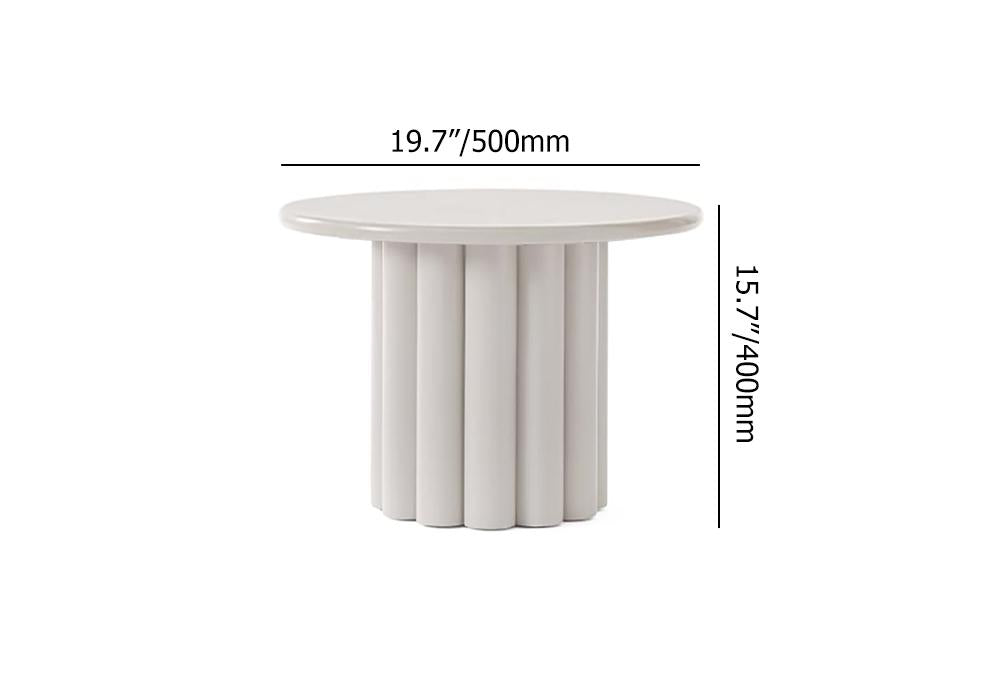 Modern White Fluted Side Table Round Wood End Table with Unique Design