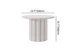 Modern White Fluted Side Table Round Wood End Table with Unique Design