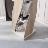 5-Tier Geometric Bookshelf Curved Shape Industrial Bookcase in Walnut & Black Rotating