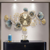 3D Light Luxury Creative Metal Ginkgo Leaves Artistic Wall Clock Home Decor Art